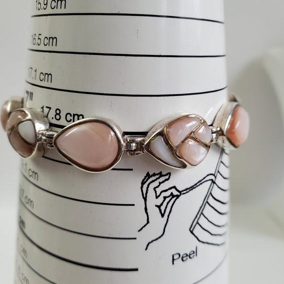 Sterling Silver 925 MOP Tennis Bracelet - Picture 8 of 16